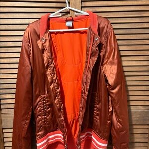 Nike Orange Satin Jacket with Blue Logo